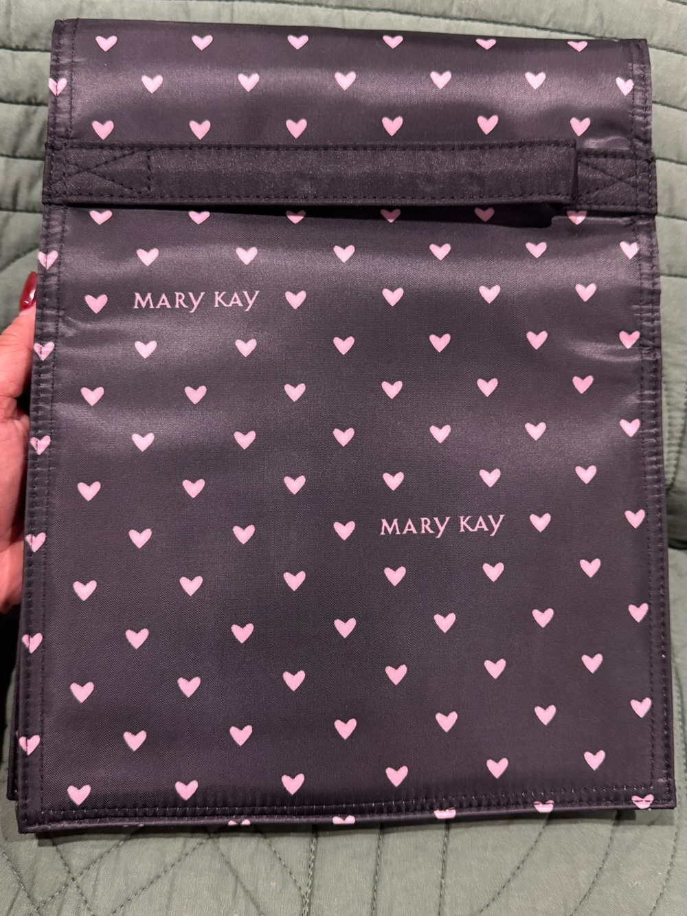 Mary Kay Black Pouch with Pink Heart Print